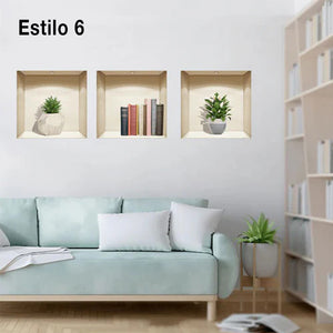 Pegatinas de pared autoadhesivas de plantas 3D