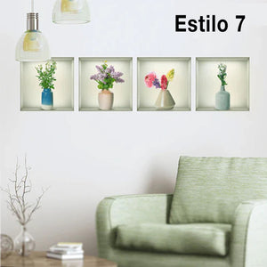 Pegatinas de pared autoadhesivas de plantas 3D