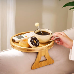 Reposabrazos de sofá con mesa auxiliar de madera