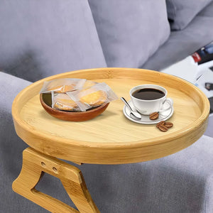 Reposabrazos de sofá con mesa auxiliar de madera