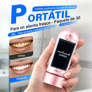 Pastillas de pasta de dientes masticables portátiles