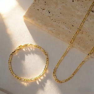 Conjunto de dos piezas de joyería de oro de 18 quilates: pulsera y collar