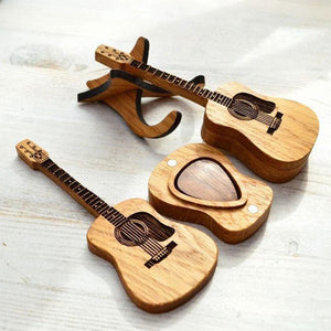 Caja de madera para púas de guitarra acústica