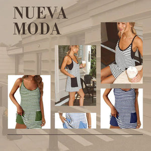 Vestido de verano sin mangas para mujer (con pantalones cortos)