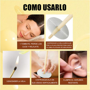 Vela de oído de cera de abejas natural