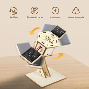 Kit científico de modelo de satélite de madera con energía solar para armar uno mismo