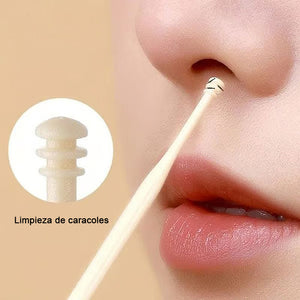 Afeitadora nasal portátil de doble cabezal para limpieza manual y segura del vello nasal