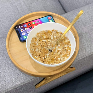 Reposabrazos de sofá con mesa auxiliar de madera