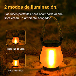 Lámpara solar de llama de cuerda de cáñamo para exteriores