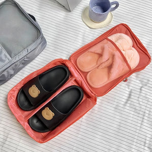 Bolsa de zapatos de viaje de doble capa, bolsa de zapatos impermeable y plegable, organizador, necesidades diarias