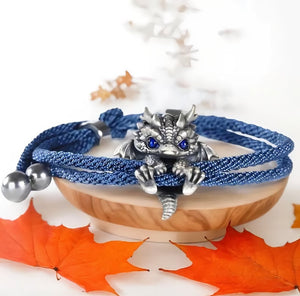 🐲🎁Linda pulsera de dragón plateado
