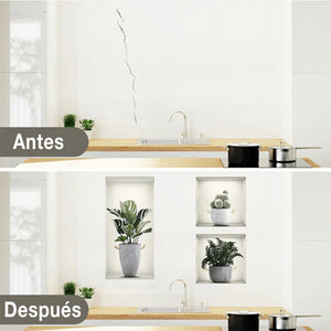Pegatinas de pared autoadhesivas de plantas 3D