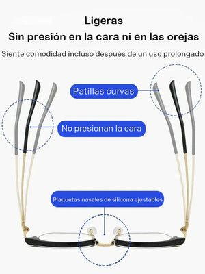 Gafas de lectura ultraligeras con zoom inteligente y antiluz azul