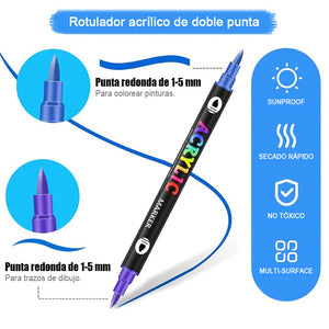 Rotulador de pintura acrílica de doble punta de dos colores