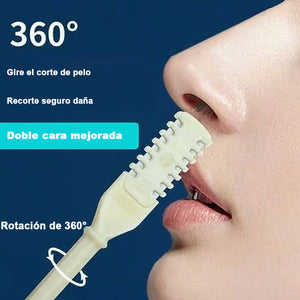Afeitadora nasal portátil de doble cabezal para limpieza manual y segura del vello nasal