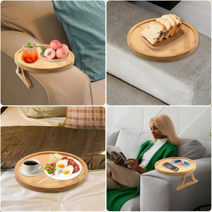 Reposabrazos de sofá con mesa auxiliar de madera