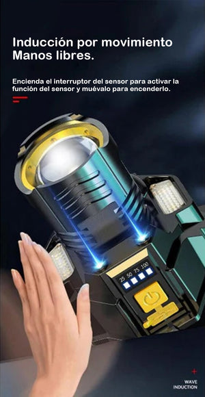 Faro delantero recargable con sensor superbrillante