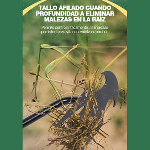 Herramienta portátil para desherbar el jardín.
