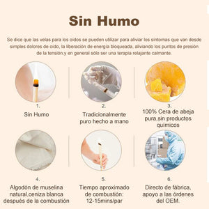 Vela de oído de cera de abejas natural
