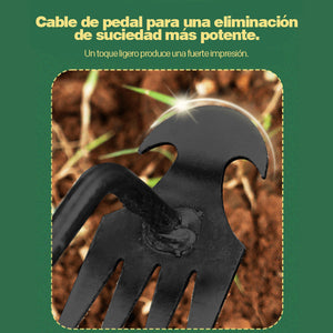Herramienta portátil para desherbar el jardín.