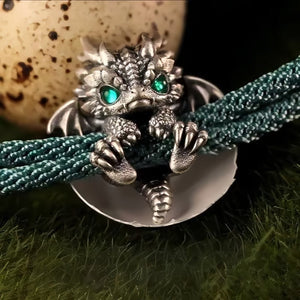 🐲🎁Linda pulsera de dragón plateado