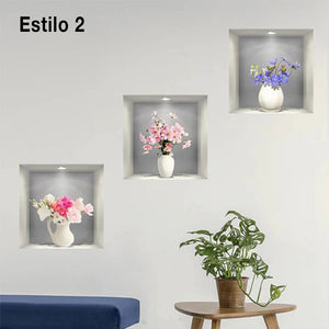 Pegatinas de pared autoadhesivas de plantas 3D