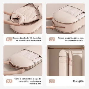 👕Bolsillo colgante que ahorra espacio con cremallera autocomprimible