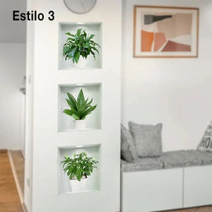 Pegatinas de pared autoadhesivas de plantas 3D