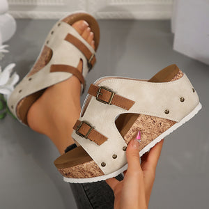 Sandalias de cuña con plataforma y aberturas de moda para mujer