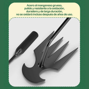 Herramienta portátil para desherbar el jardín.