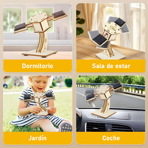 Kit científico de modelo de satélite de madera con energía solar para armar uno mismo