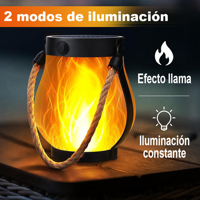 Lámpara solar de llama de cuerda de cáñamo para exteriores