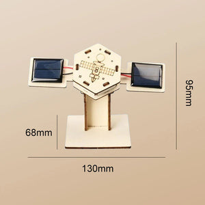Kit científico de modelo de satélite de madera con energía solar para armar uno mismo