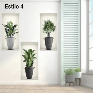 Pegatinas de pared autoadhesivas de plantas 3D