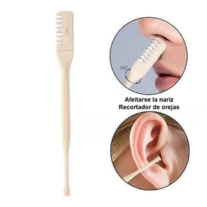 Afeitadora nasal portátil de doble cabezal para limpieza manual y segura del vello nasal
