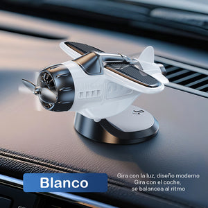 Adorno para coche con forma de avión alimentado por energía solar