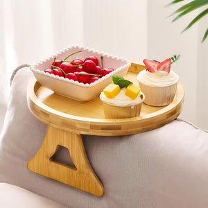 Reposabrazos de sofá con mesa auxiliar de madera