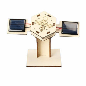 Kit científico de modelo de satélite de madera con energía solar para armar uno mismo