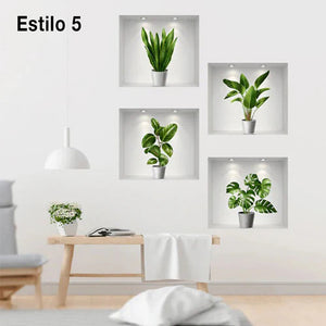 Pegatinas de pared autoadhesivas de plantas 3D