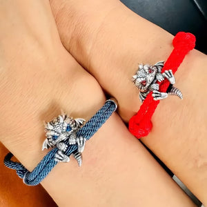 🐲🎁Linda pulsera de dragón plateado
