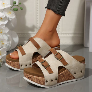 Sandalias de cuña con plataforma y aberturas de moda para mujer