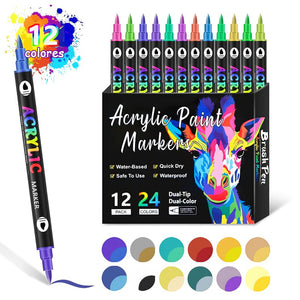 Rotulador de pintura acrílica de doble punta de dos colores
