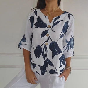 Top tipo túnica con cuello en V estampado