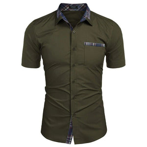 Camisa casual con cuello a cuadros para hombre
