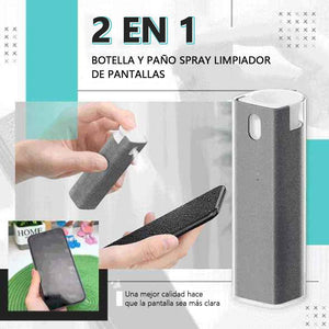 2 en 1 Botella de Spray de Limpieza de Pantalla y Paño