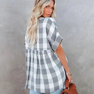 Camiseta de verano transpirable y cómoda con cuello de pico