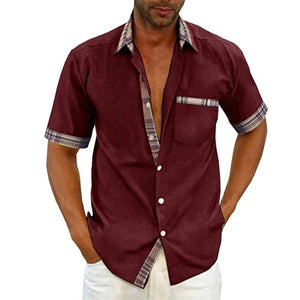 Camisa casual con cuello a cuadros para hombre