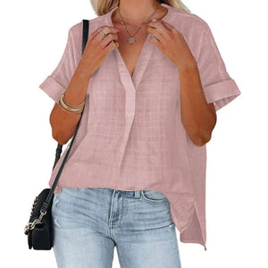 Camiseta de verano transpirable y cómoda con cuello de pico