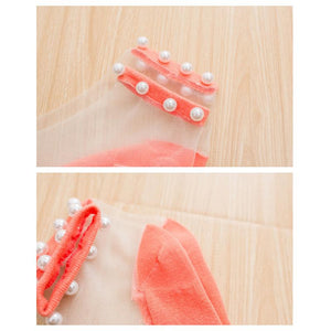 Calcetines transparentes con perlas (3 Pares）