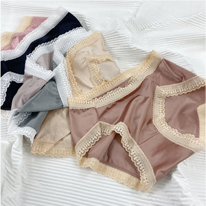 Bragas de seda real para mujeres de encaje